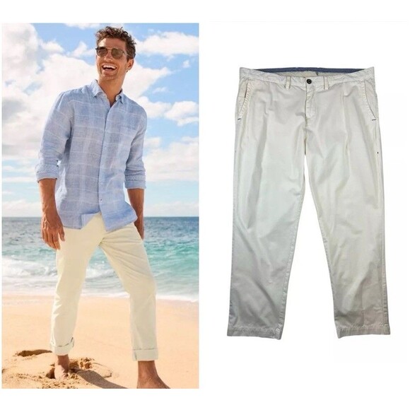 Tommy Bahama Creme Straight Chino Pants  Men's Size 40  Pima Cotton Blend - Picture 1 of 12